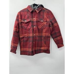Tommy Bahama Kids XL(14) Red Plaid Zip & Button Up Cotton‎ Jacket with Hood